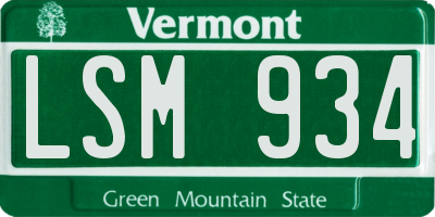 VT license plate LSM934