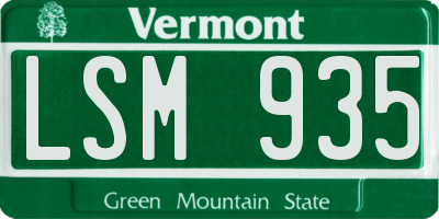 VT license plate LSM935