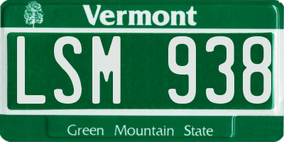 VT license plate LSM938