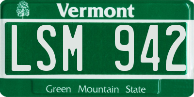 VT license plate LSM942