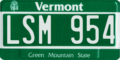 VT license plate LSM954