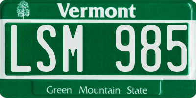 VT license plate LSM985