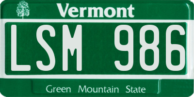 VT license plate LSM986