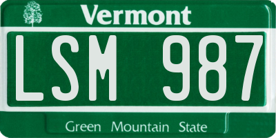 VT license plate LSM987