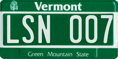 VT license plate LSN007