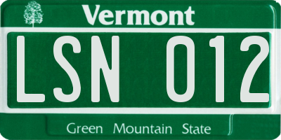VT license plate LSN012