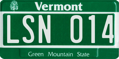 VT license plate LSN014