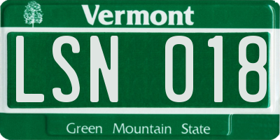 VT license plate LSN018