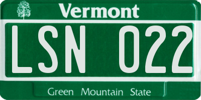 VT license plate LSN022