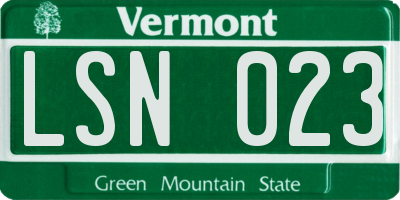 VT license plate LSN023