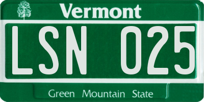 VT license plate LSN025
