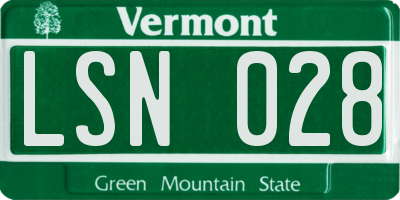VT license plate LSN028