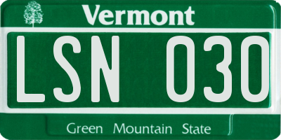 VT license plate LSN030