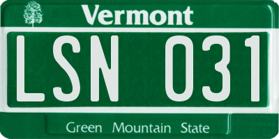 VT license plate LSN031