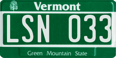 VT license plate LSN033