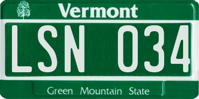VT license plate LSN034