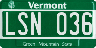 VT license plate LSN036