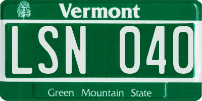 VT license plate LSN040