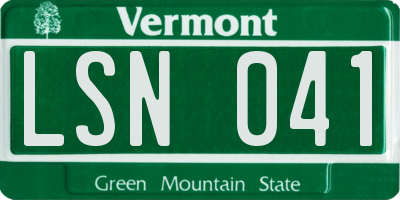 VT license plate LSN041