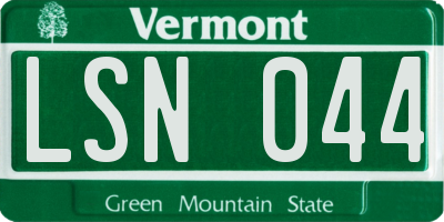 VT license plate LSN044
