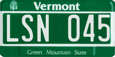 VT license plate LSN045