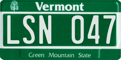VT license plate LSN047