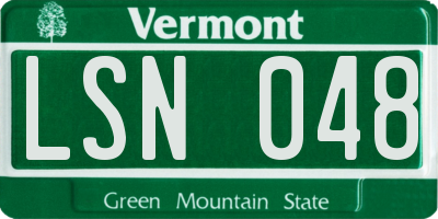 VT license plate LSN048
