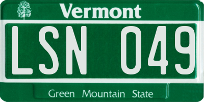 VT license plate LSN049