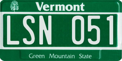 VT license plate LSN051