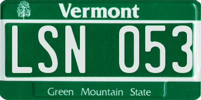 VT license plate LSN053