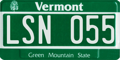 VT license plate LSN055
