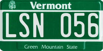 VT license plate LSN056