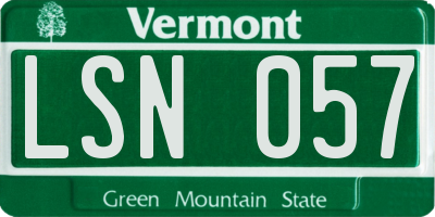 VT license plate LSN057