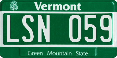 VT license plate LSN059
