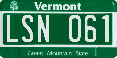 VT license plate LSN061