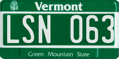 VT license plate LSN063
