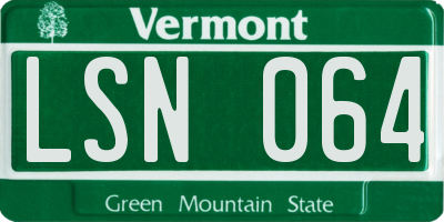 VT license plate LSN064