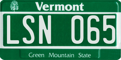 VT license plate LSN065