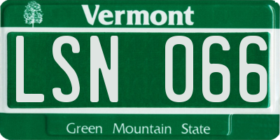 VT license plate LSN066