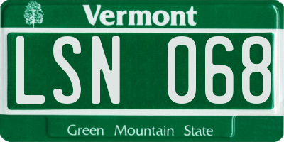 VT license plate LSN068