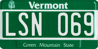VT license plate LSN069