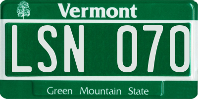 VT license plate LSN070