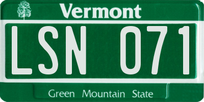 VT license plate LSN071