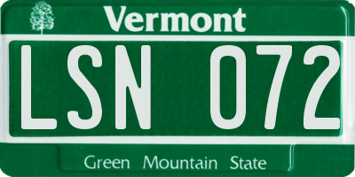 VT license plate LSN072