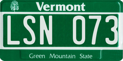 VT license plate LSN073
