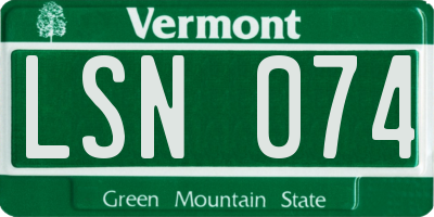VT license plate LSN074