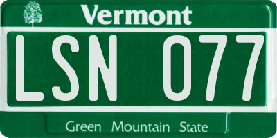 VT license plate LSN077