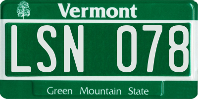 VT license plate LSN078