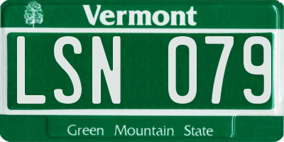 VT license plate LSN079