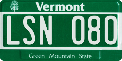 VT license plate LSN080